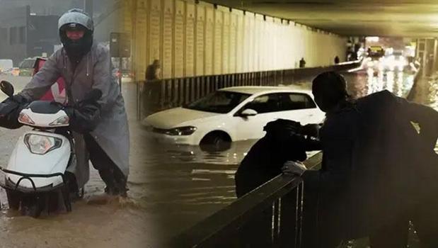 İstanbul'da sağanak sonrası sel hayatı felç etti! Araçlar sulara gömüldü... 2 kişi hayatını kaybetti)