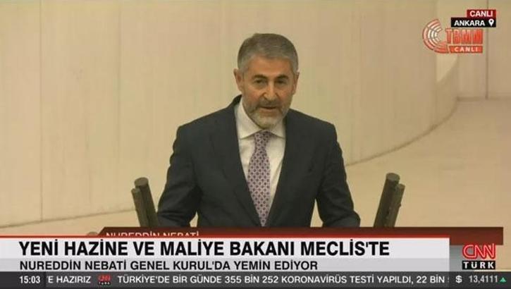 son dakika hazine ve maliye bakanı nureddin nebati tbmm de yemin etti