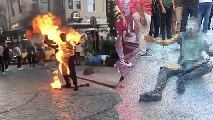 Galata’da dehşet anları! Alev topuna döndü