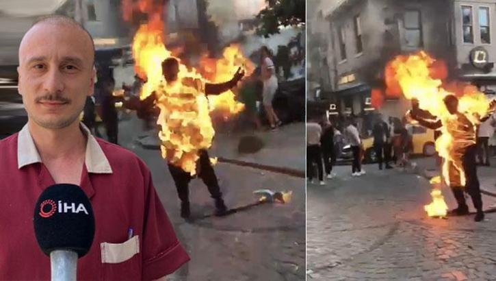 Galata'daki faciada herkes izlerken harekete geçti! O esnaf konuştu: Başta illüzyon gösterisi yapıyor sandım