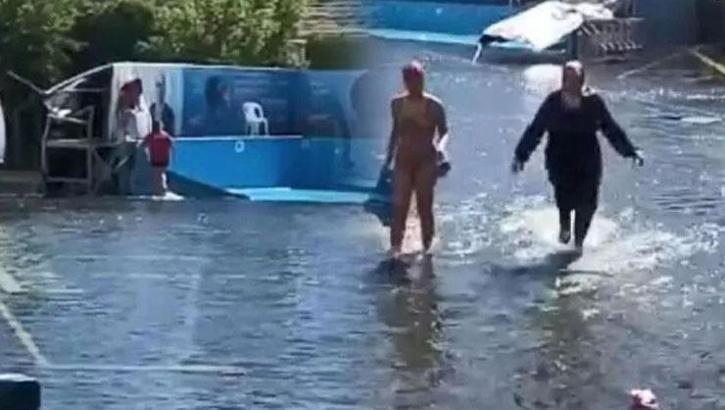 İstanbul'un göbeğinde korku dolu anlar! 'Tsunami gibiydi'
