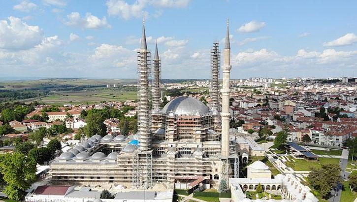 Edirne Selimiye Camii'nde restorasyon çalışmaları sürüyor