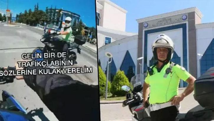 Motosikletli gence baba öğüdü veren polise ödül!