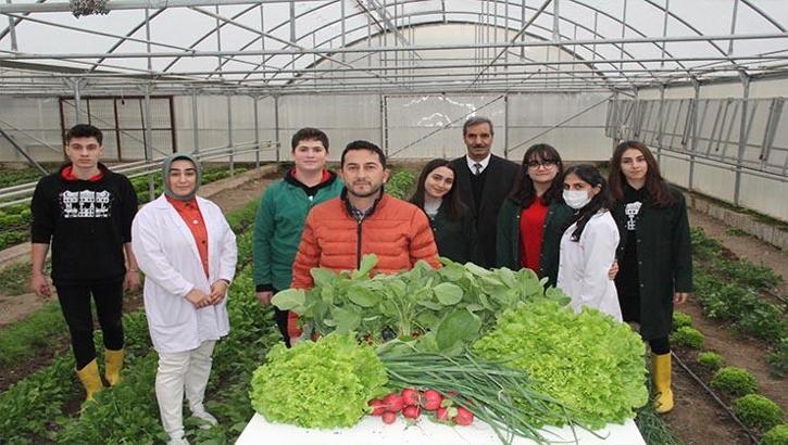 Liselilerin serada yetiştirdiği sebzeler sofrada