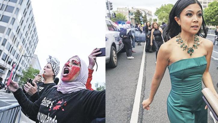 İçeride kahkaha dışarıda protesto