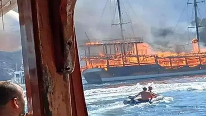Marmaris'te tur teknesi yanmıştı, gözaltılar var