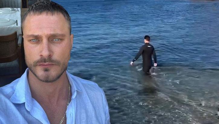 Soğuk havaya aldırış etmedi! Ünlü oyuncu aralık ayında denize girdi