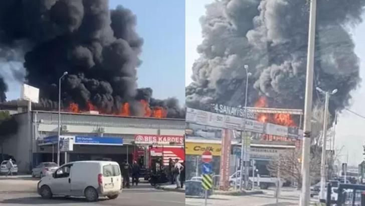 İzmir'de 4. Sanayi Sitesi'nde korkutan yangın