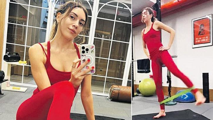 Özel hocayla antrenman yapan Sinem Kobal yorulmak bilmedi
