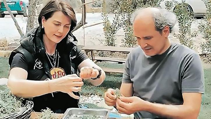 Ünlü oyuncunun bayram tatilde kekik hasadı