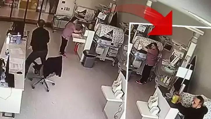 Deprem anı kamerada! Hemşireler bebeklerin yanından bir an olsun ayrılmadı