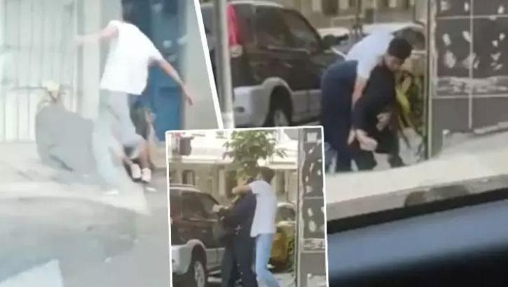 Sokak ortasında dehşet anları! Annesini feci şekilde darbetti