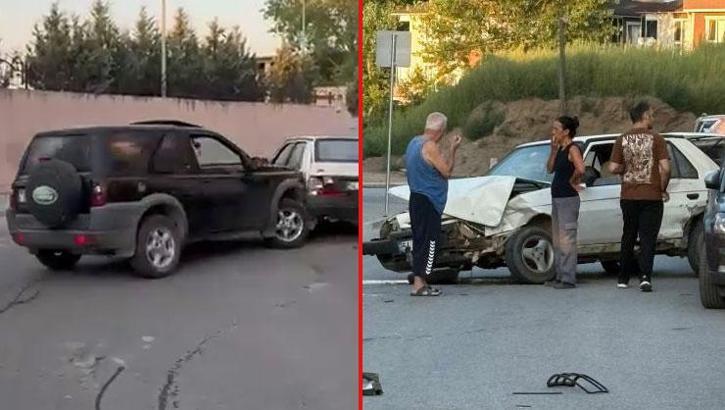 Kavga ettiği eşinin arabasını hurdaya çevirdi! Defalarca çarptı, 2 araca daha hasar verdi