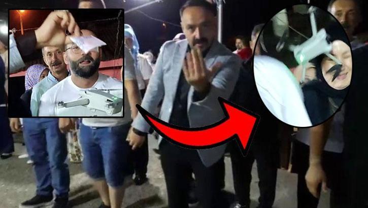Düğünde drona para takmaya çalıştı: Eli pervaneye sıkıştı!