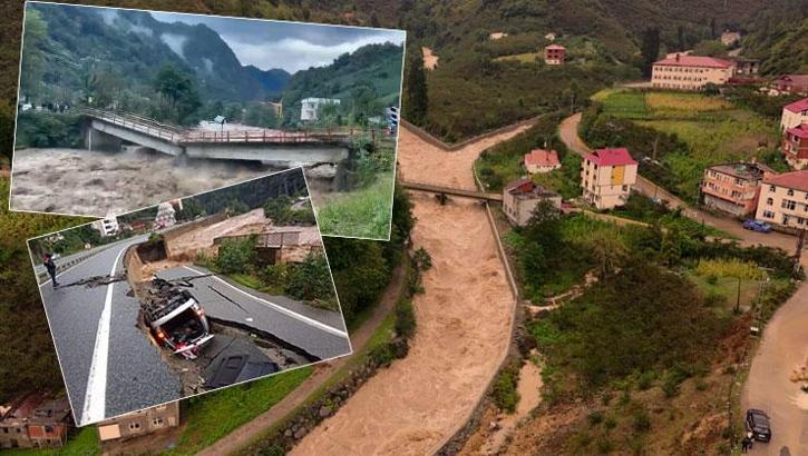 Karadeniz'de sel felaketi! 100 yıllık köprü yıkıldı: Meteoroloji yeniden turuncu kodlu alarm verdi!
