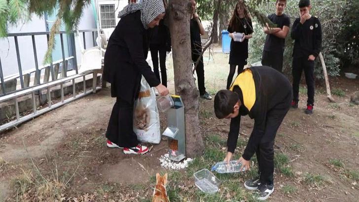 Demirören Medya ve Teknoloji MTAL öğrencilerinden sokak hayvanlarına mama desteği