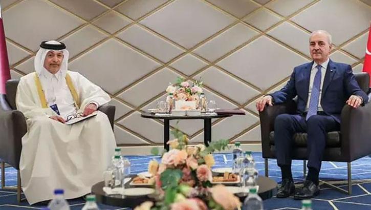 TBMM Başkanı Kurtulmuş, Katar Devleti Şura Meclisi Başkanı Ghanim ile görüştü
