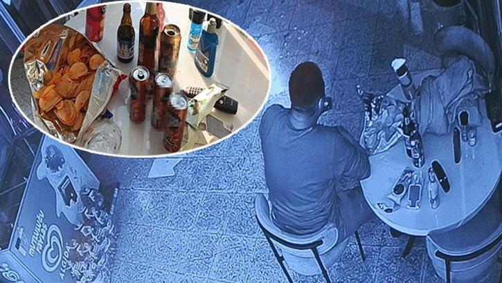Burdur'da 'pes' dedirten görüntü! Marketin camını kırıp içeri girdi; keyifle yedi, içti ve gitti