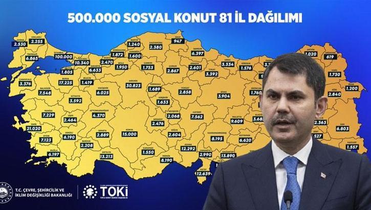 Bakan Kurum 81 ilin sosyal konut dağılım listesini açıkladı