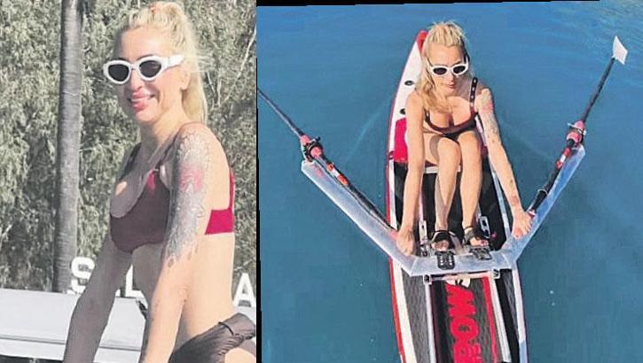 Önce kürek çekti sonra deniz bisikletiyle gezdi