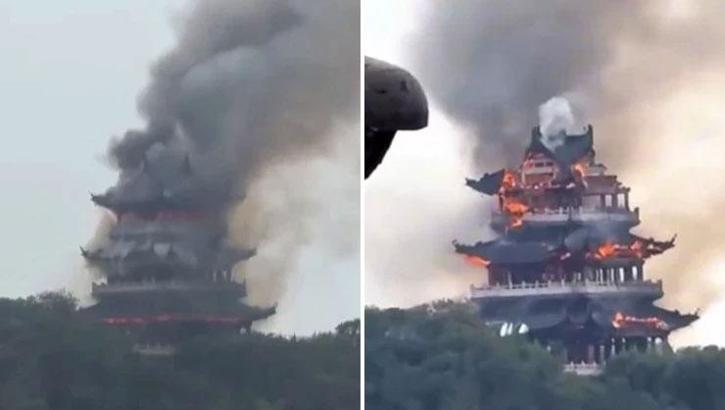 Çin'de 1500 yıllık tarihi tapınakta yangın