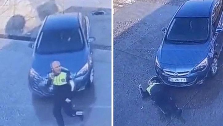 Samsun’da bir garip kaza: Yavaş yavaş geldi, yürüyen trafik polisine çarptı