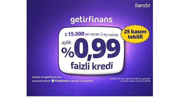 GetirFinans’tan tek güne özel %0,99 faizli kredi fırsatı