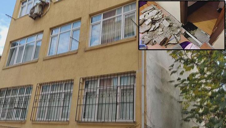 4 katlı binada panik dolu anlar! Zeminde çökme meydana geldi