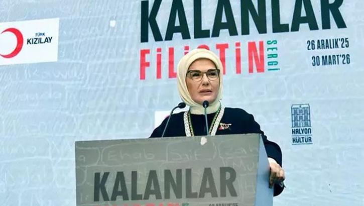 Emine Erdoğan 'Kalanlar' Filistin Sergisi'nin açılışında konuştu