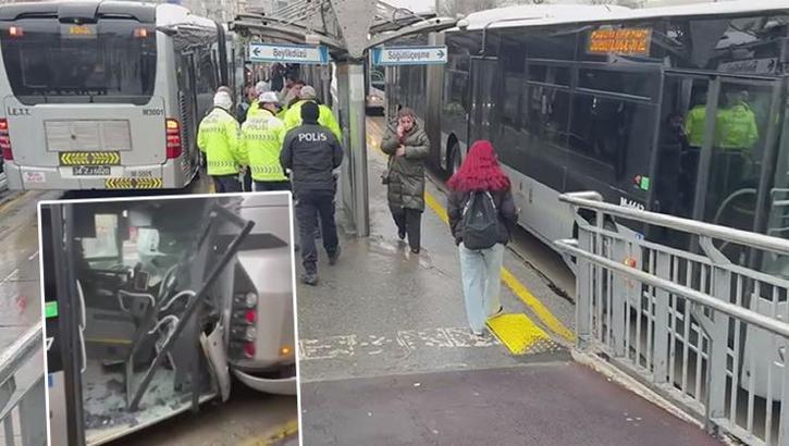 Avcılar'da iki metrobüs çarpıştı: 5 yaralı