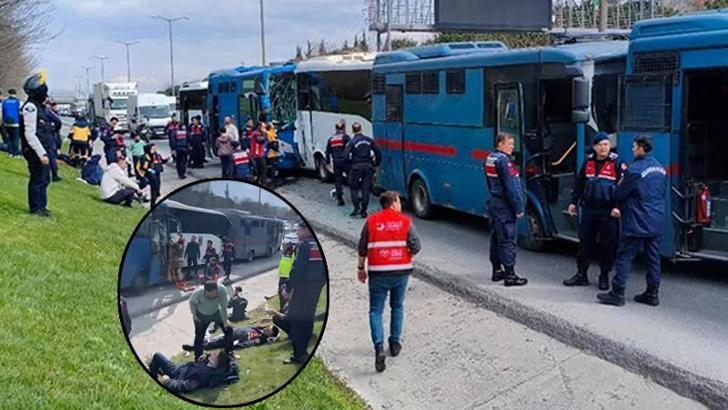 Bağcılar'da 4 cezaevi sevk aracı kaza yaptı! 6 jandarma yaralandı
