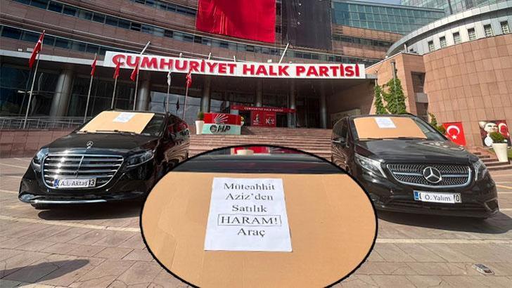 Özgür Özel'in 2 makam aracı CHP Genel Merkezi önünde satışa çıkarıldı! Üzerinde dikkat çeken yazı