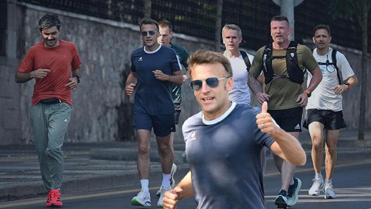 Fransa Cumhurbaşkanı Macron, zirve öncesi sabah koşusuna çıktı