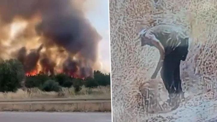 Ankara'da otluk alanda korkutan yangın! Ateşe veren şüpheli kamerada
