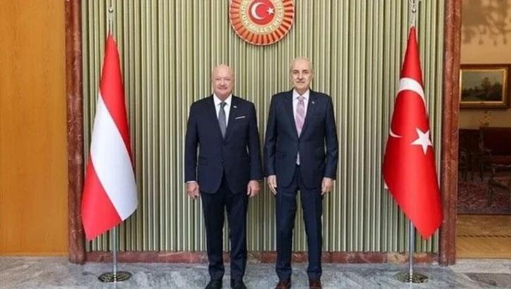 TBMM Başkanı Kurtulmuş, Avusturya Federal Şansölyesi Stocker ile bir araya geldi