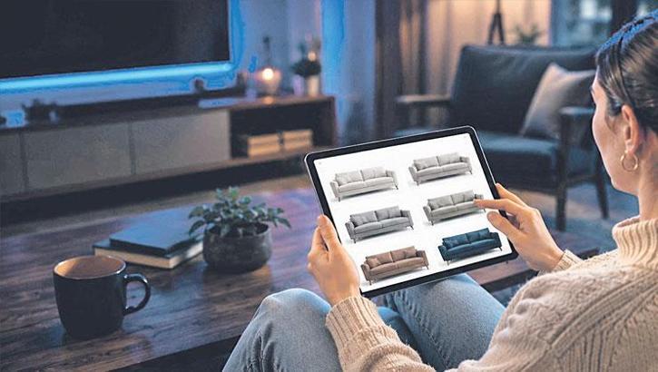 Mobilyayı internetten araştırıp mağazadan alıyoruz