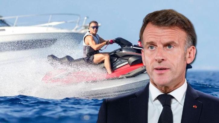 Fransa yanarken Macron'un jet ski keyfi olay oldu! Tepkiler çığ gibi büyüyor