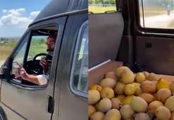 Karpuz ve kavunlarını şarkı söyleyerek sattı