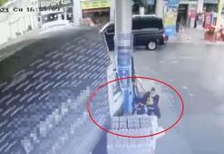 Kamyonet akaryakıt istasyonuna daldı, 2 kadın çalışan kıl payı kurtuldu