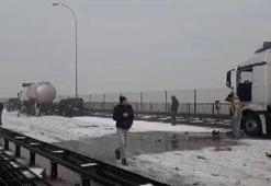 TEM'de kar kazası: Yol trafiğe kapandı