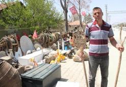 Çöplerden topladığı tarım aletleriyle bahçesini müzeye çevirdi