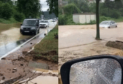 Sağanak yağış sele neden oldu, iki ili birbirine bağlayan yol kapandı