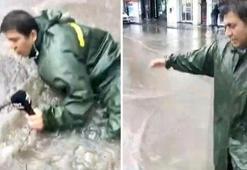 TRT muhabiri canlı yayında rögara düştü! O anlar sosyal medyada paylaşıldı