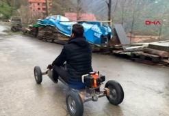 Çim biçme motorundan kendisine 'Formulaz' yaptı, her yere onunla gidiyor