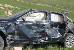 Şarampole yuvarlanan otomobilin sürücüsü yaralandı