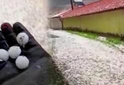 Ceviz büyüklüğünde yağan dolu görenleri şoke etti