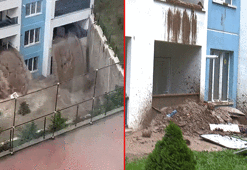 Akılalmaz mühendislik! Sel suları balkonundan şelale gibi akmıştı