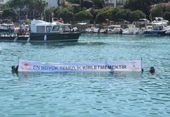 Bodrum'da denizin dibinden 10 ton 'katı atık' çıkarıldı