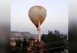Sıcak hava balonu cami minaresine böyle çarptı
