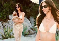 Deren Talu Bodrum sezonunu açtı! Beyaz bikinisiyle iskelede koyu sohbete daldı